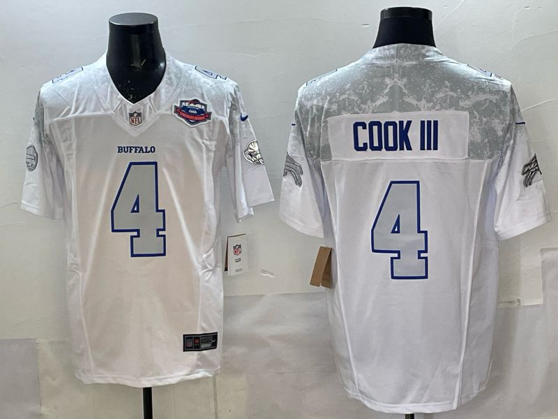 Men 2025 Buffalo Bills #4 Cook iii white 5th generation Throwback Nike Limited NFL Jersey style 09